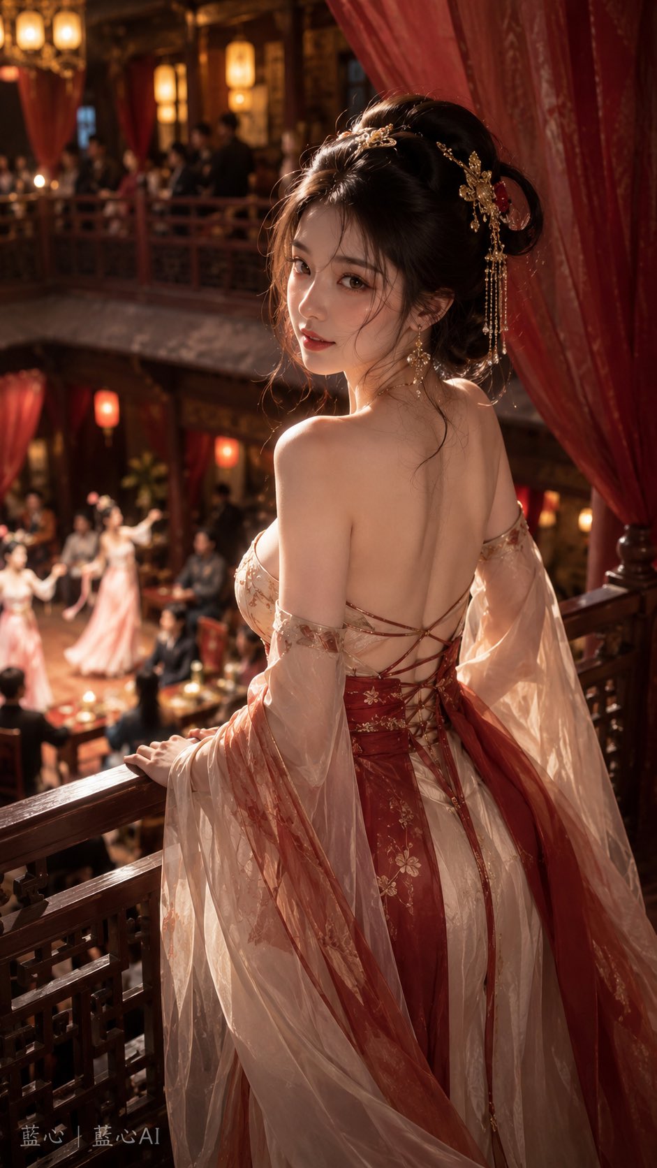Courtesan of the Pleasure House · Leaning on the Railing and Looking Back