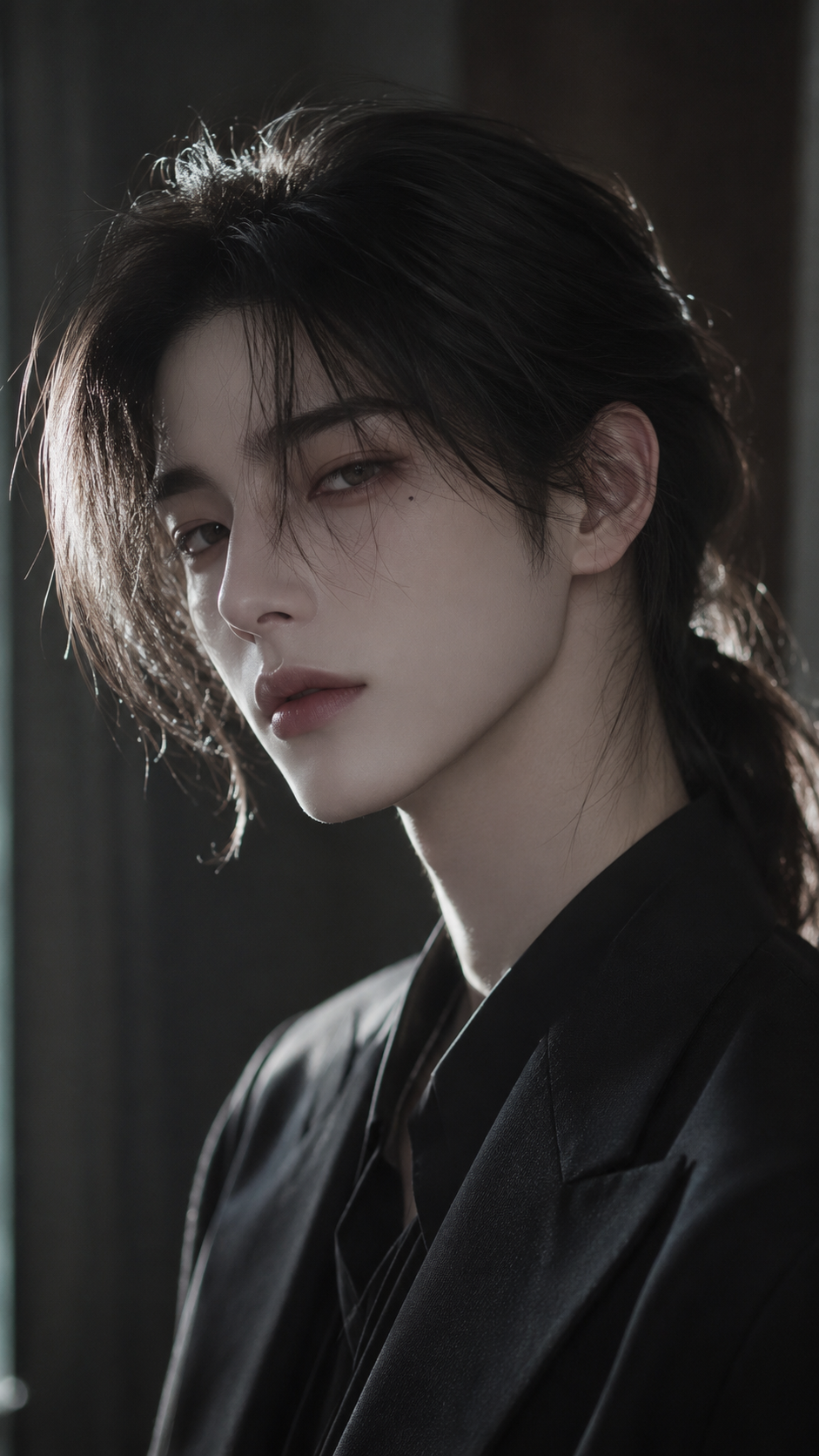 At first glance it's hard to tell the gender, the contours are soft, yet not feminine. The bone structure is delicate and smooth, the frontal bone...