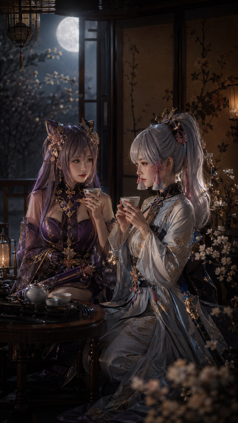 Keqing × Kamisato Ayaka "Moonlight Tea Party"
