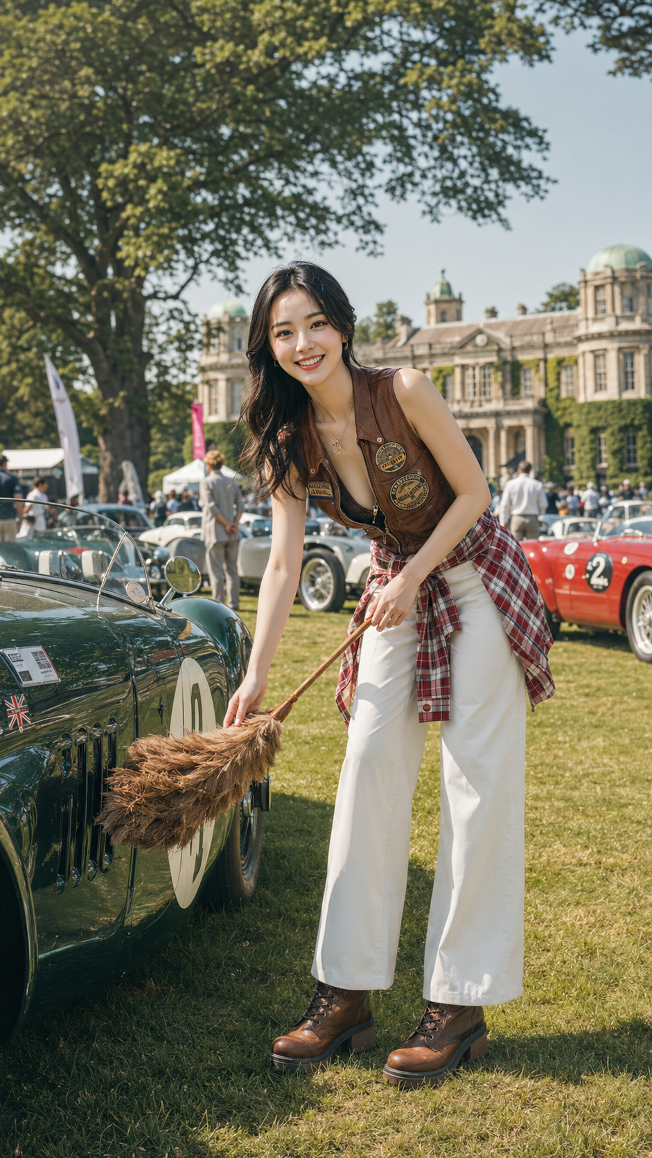 Aspect ratio: 9:16 (vertical composition). The figure is positioned centered and slightly low, with negative space at the top revealing…