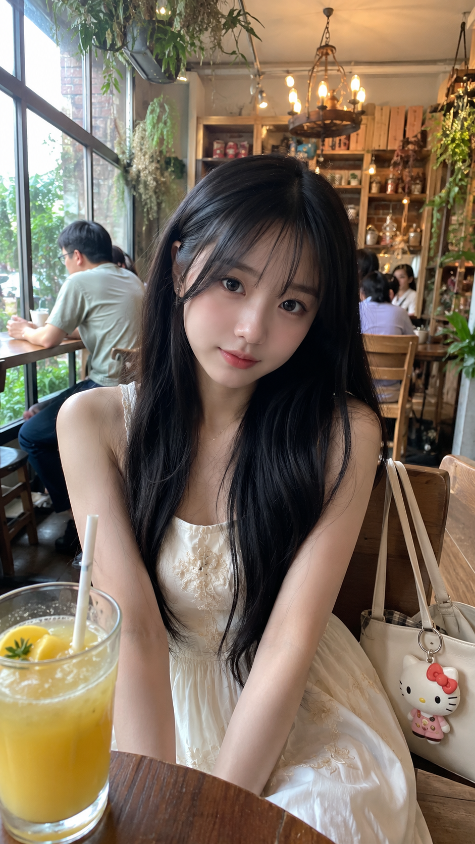 Young Japanese girl with long silky…