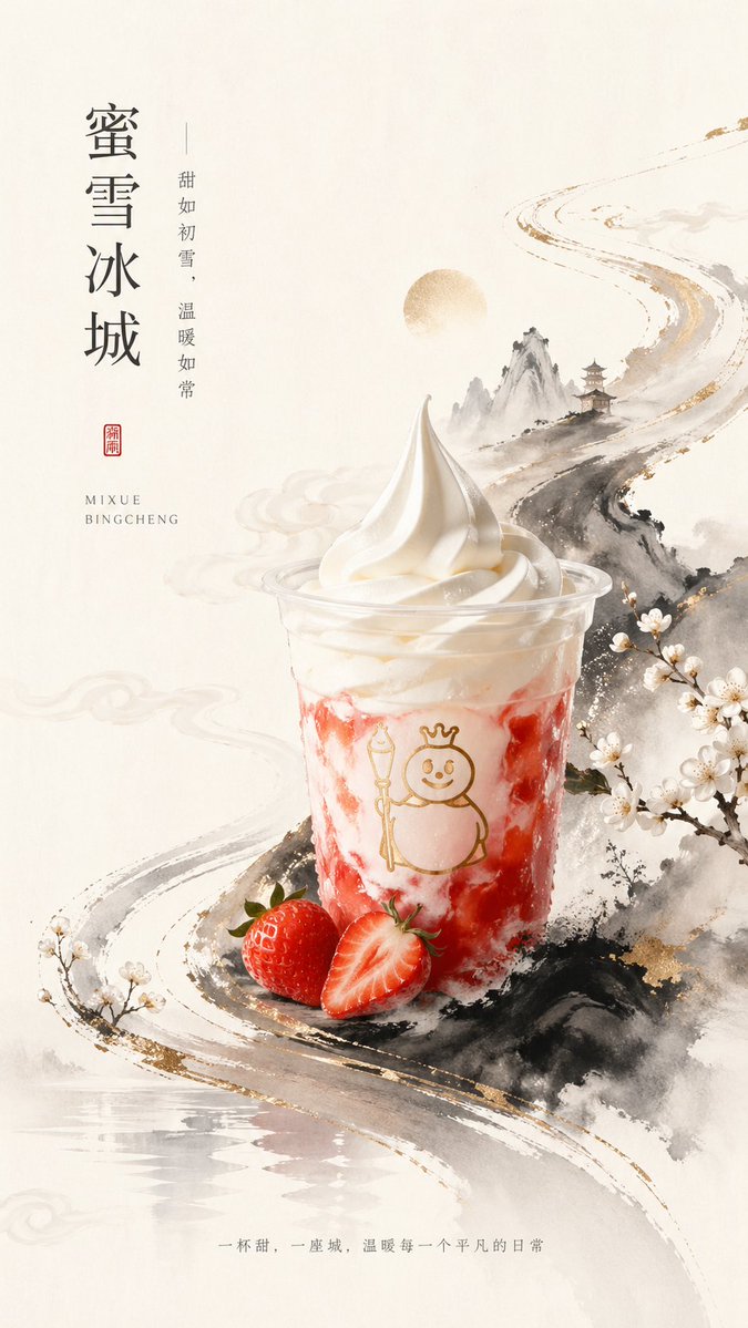 New Chinese-style ice cream drink poster