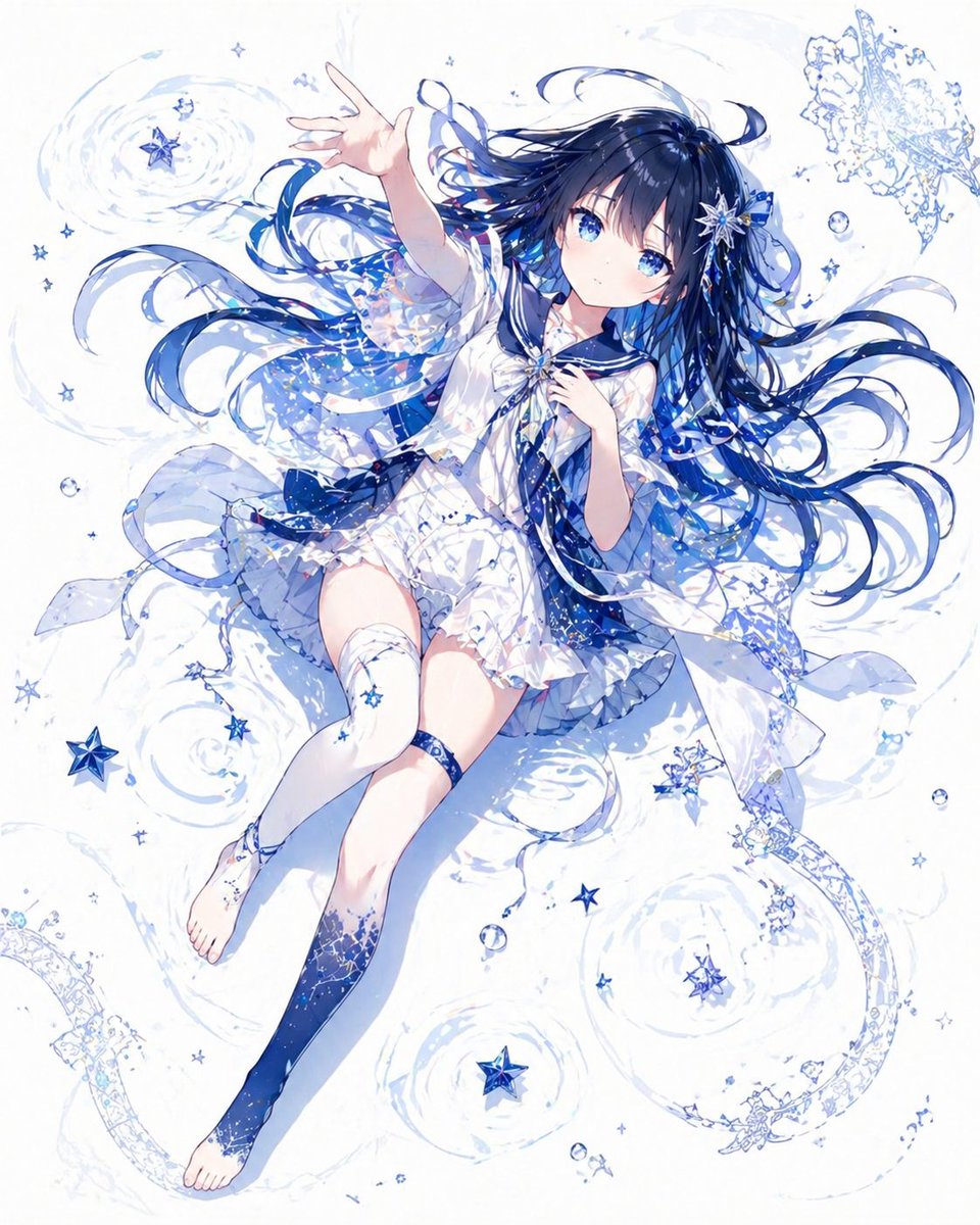 Girl Anime Illustration Starry Sky Dreamy Elegant