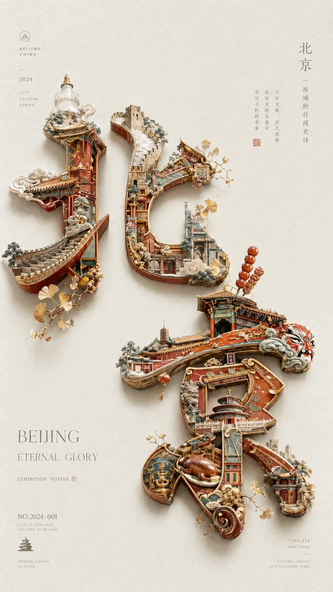 Architectural 3D poster warm city elegant