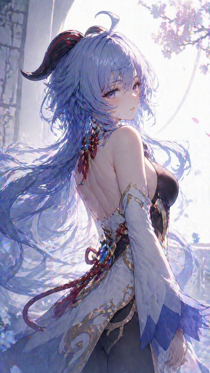Portrait anime illustration cherry blossoms dreamy elegance