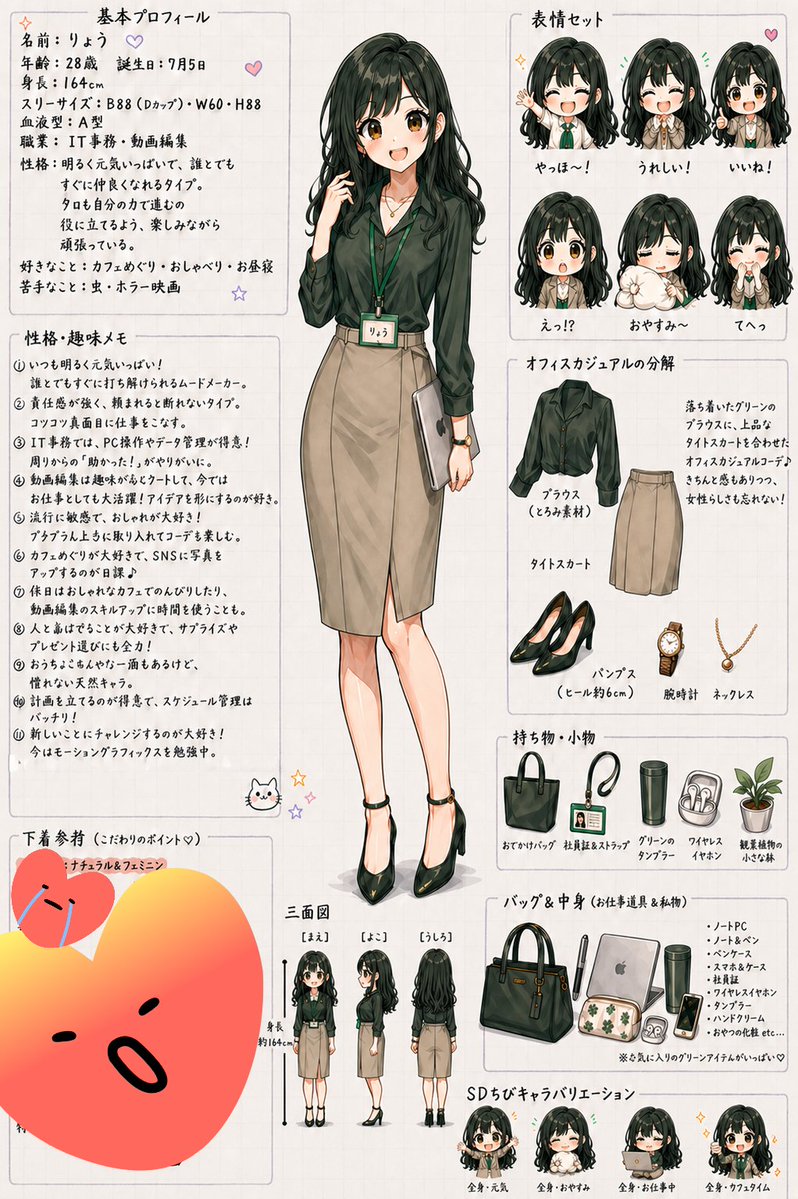 Cat anime illustration forest office cute