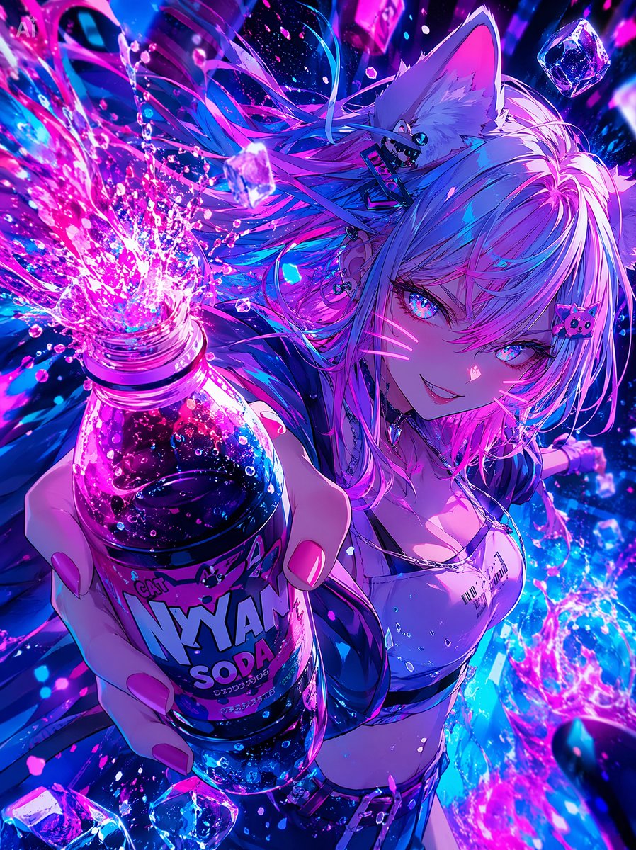 Girls' anime illustration neon future