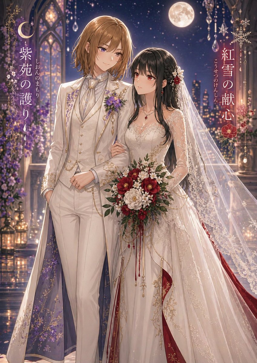 Female anime illustration dreamy snow elegant