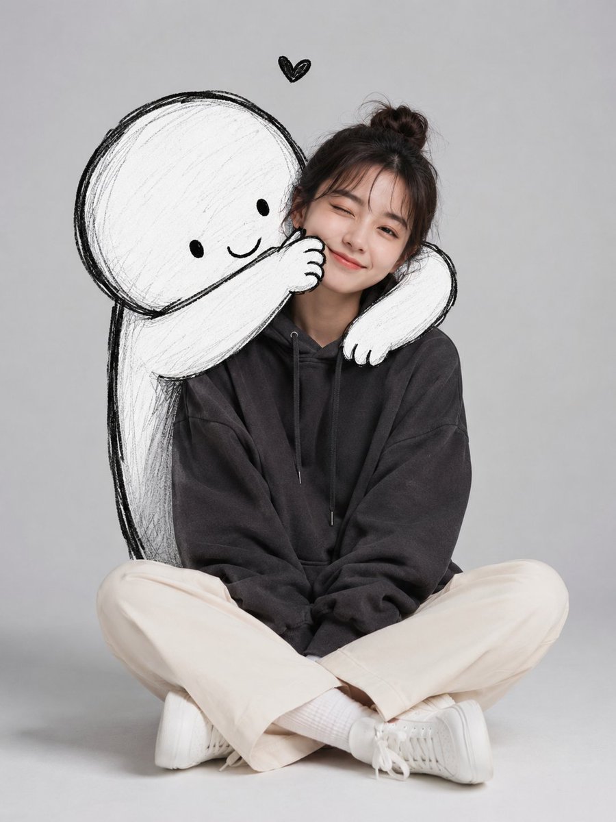 Cute Minimalist Portrait: A Young Woman in a Casual Seated Pose