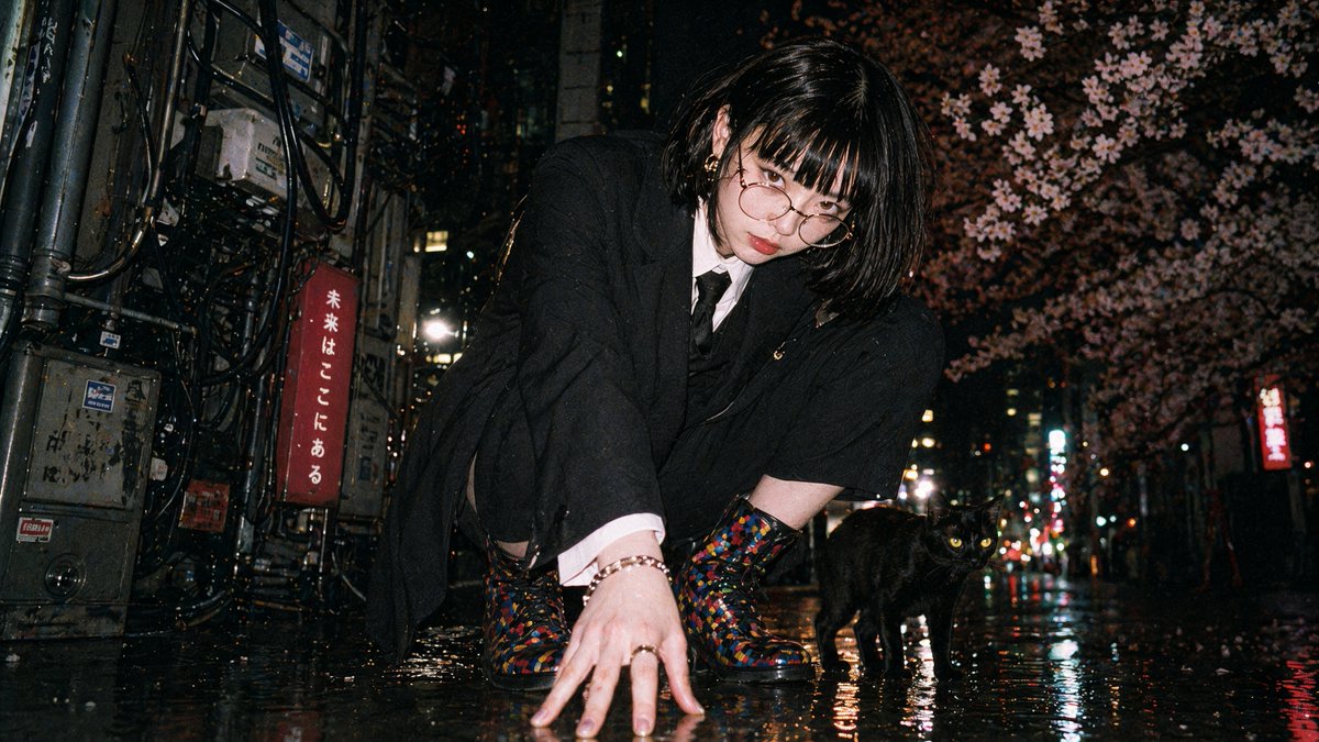 Female film cinematic street night scene melancholic