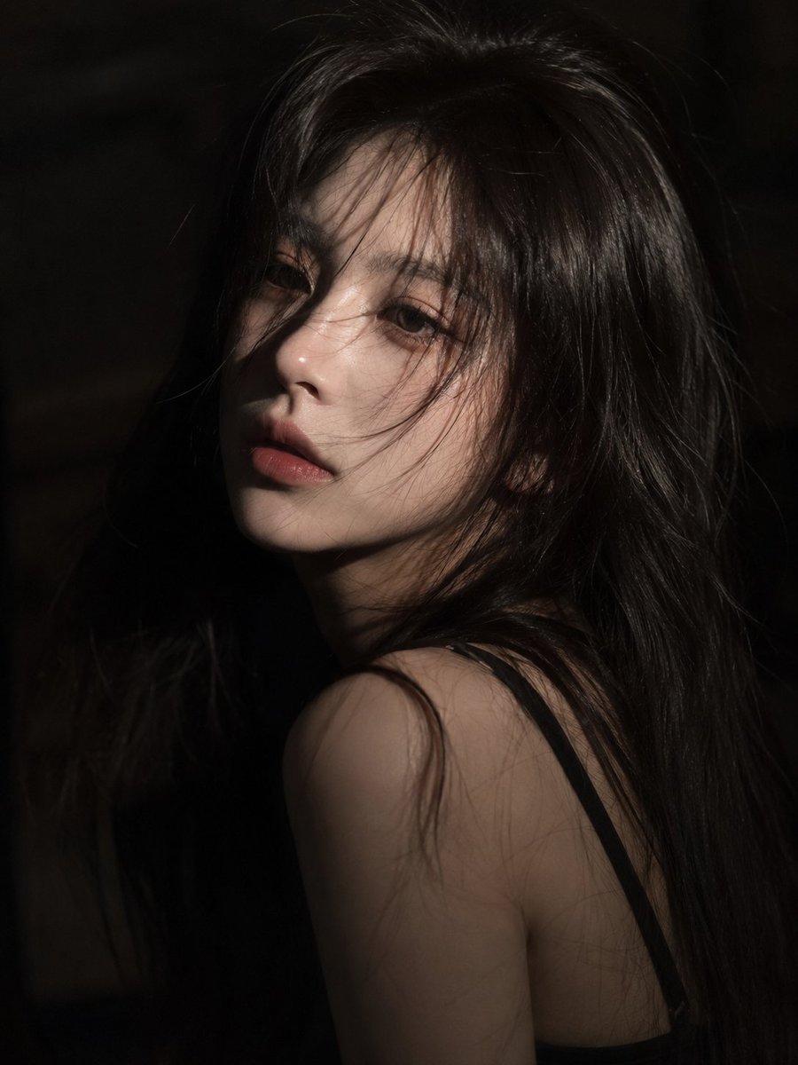A cinematic close-up portrait of a young East Asian woman