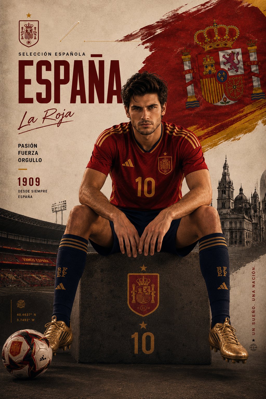 Cinematic Spanish Football Star Sports Poster