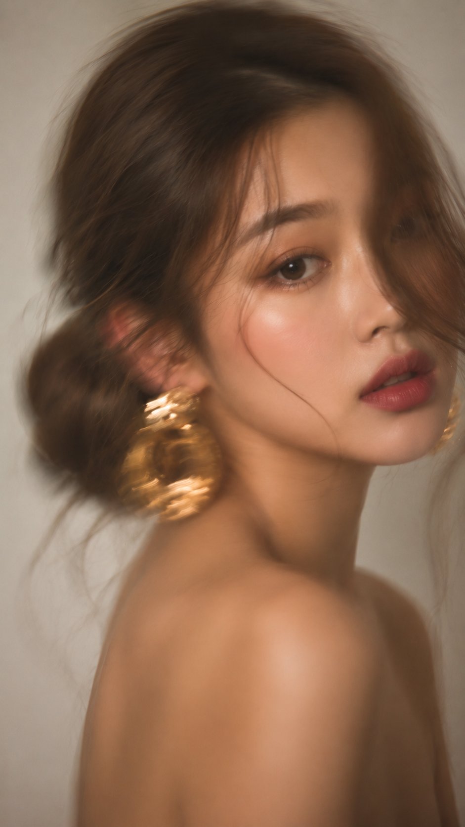 Artistic motion blur cinematic portrait masterpiece.