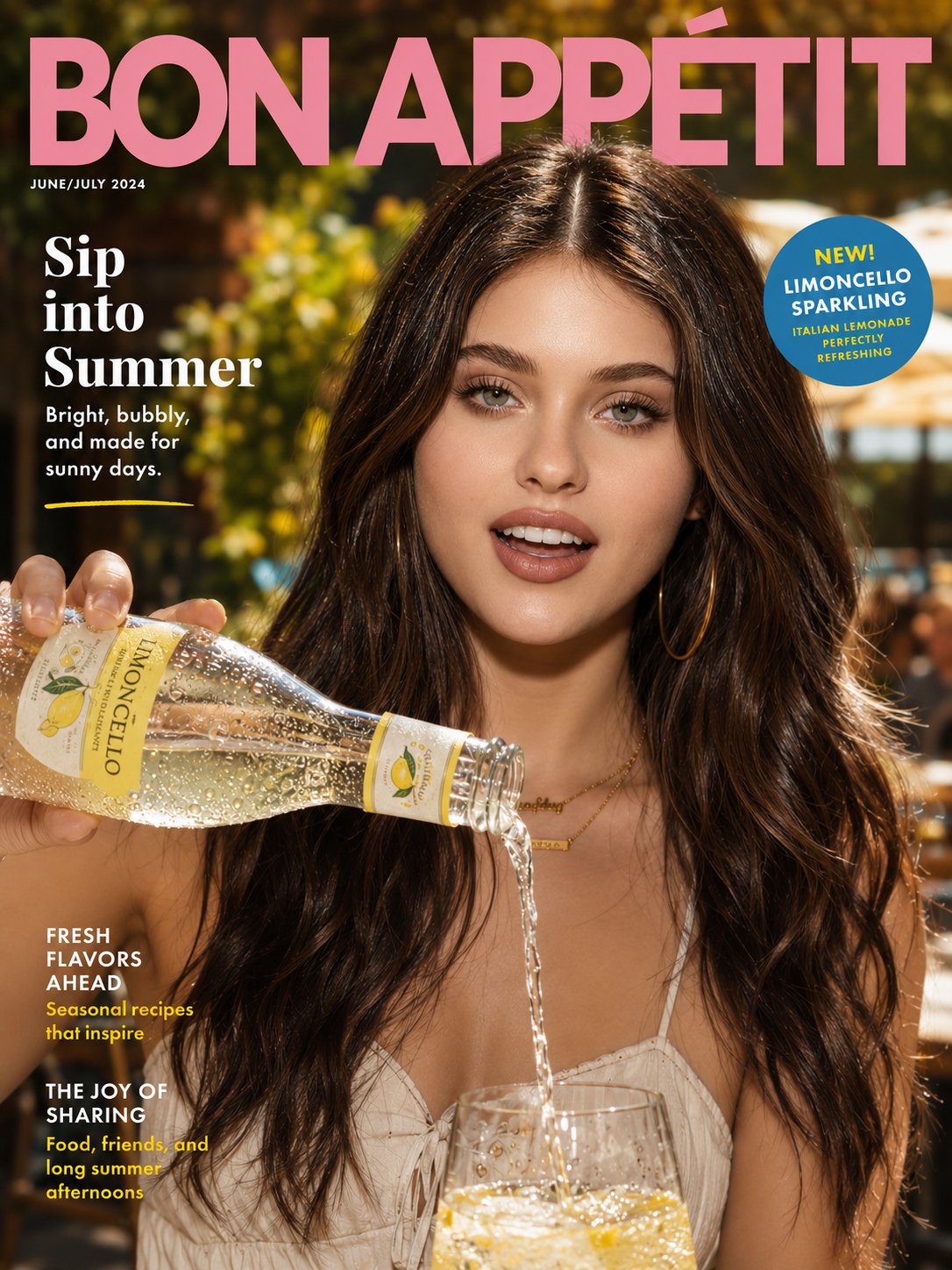 Korean Woman Refreshing Summer Drink Magazine Cover Editorial