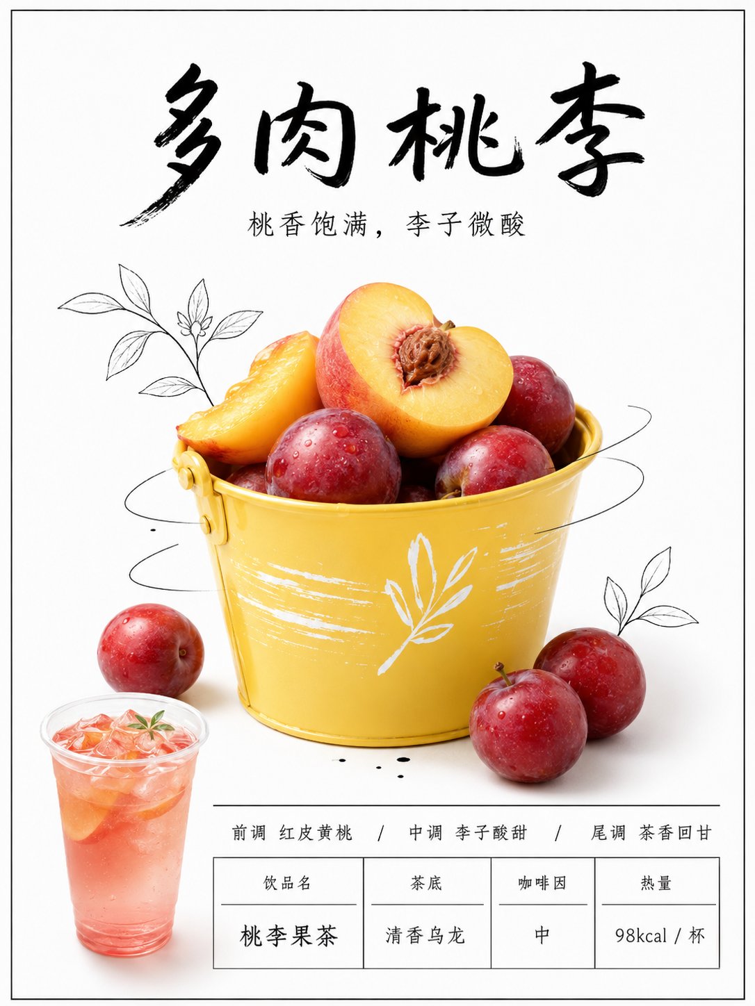 New-Style Tea Beverage Minimalist Fruit Lightbox Menu Poster