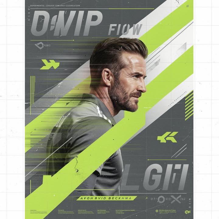 David Beckham Experimental Side-Profile Sports Poster