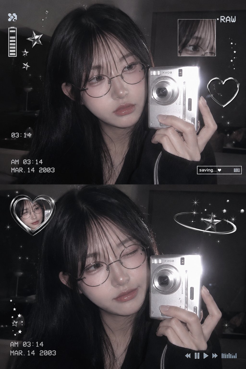 Aesthetic Y2K Korean-Style Girl Digital Camera Selfie