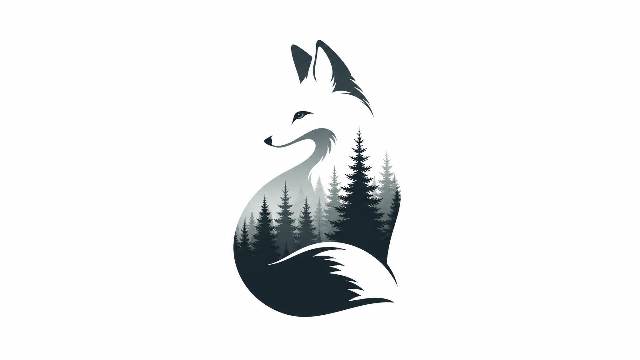Clever negative-space animal illustration minimalist logo art