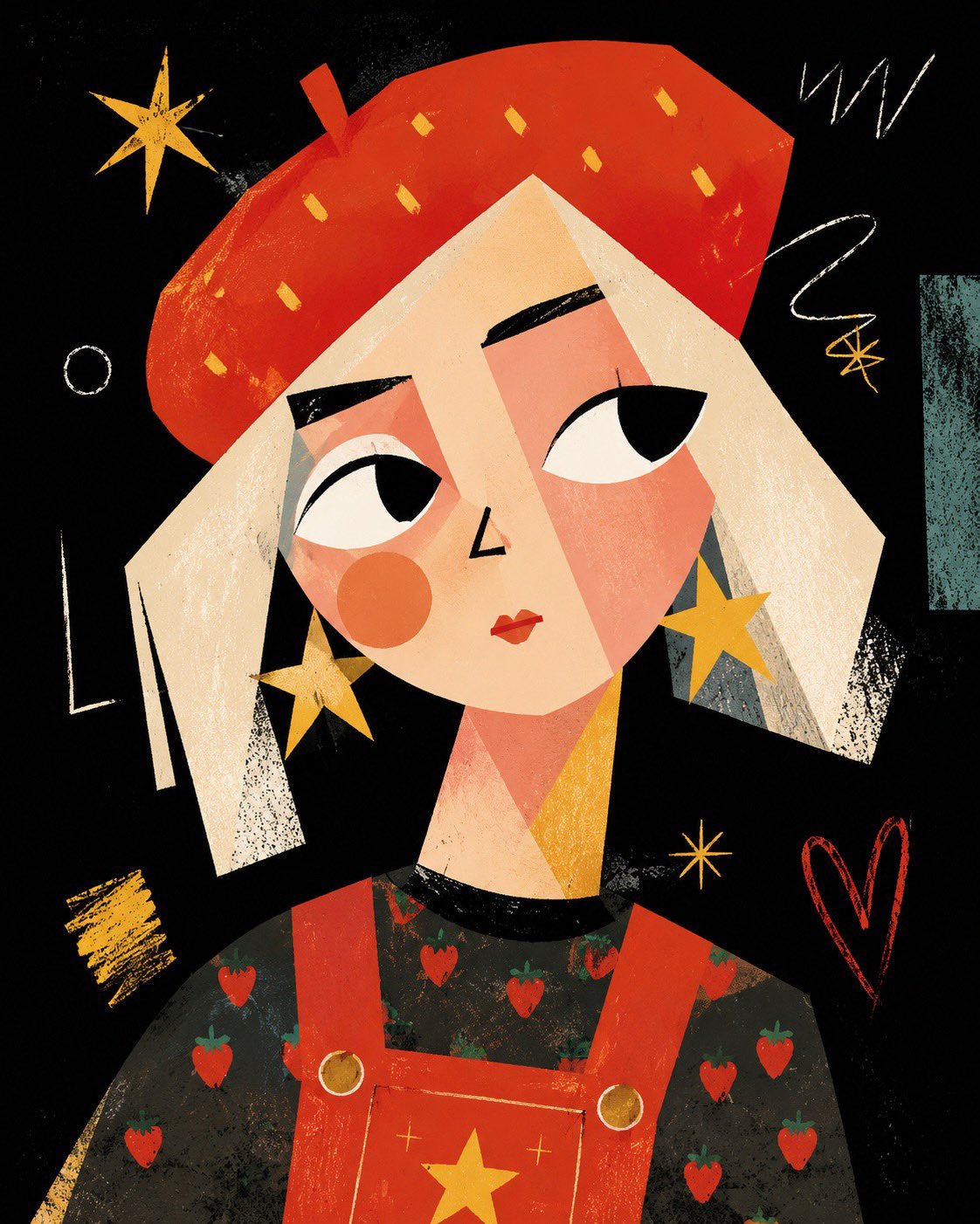 Picasso-style cute minimalist neo-expressionist vector portrait