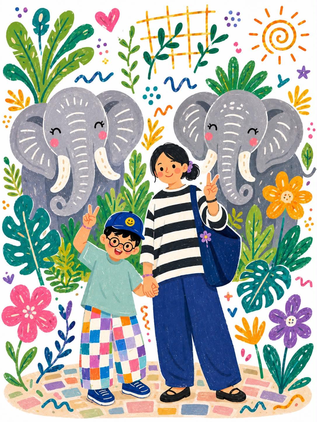 Healing jungle adventure fairy-tale style picture book illustration
