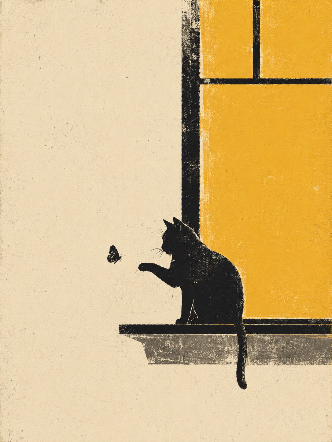 Minimalist vintage woodcut print style illustration
