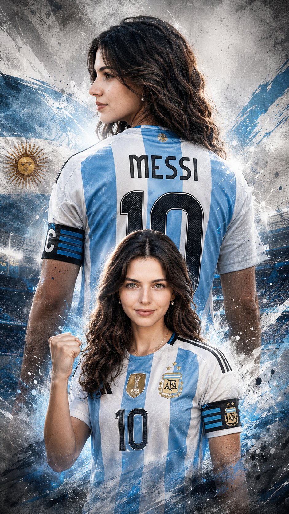 Argentina No. 10 double exposure football poster