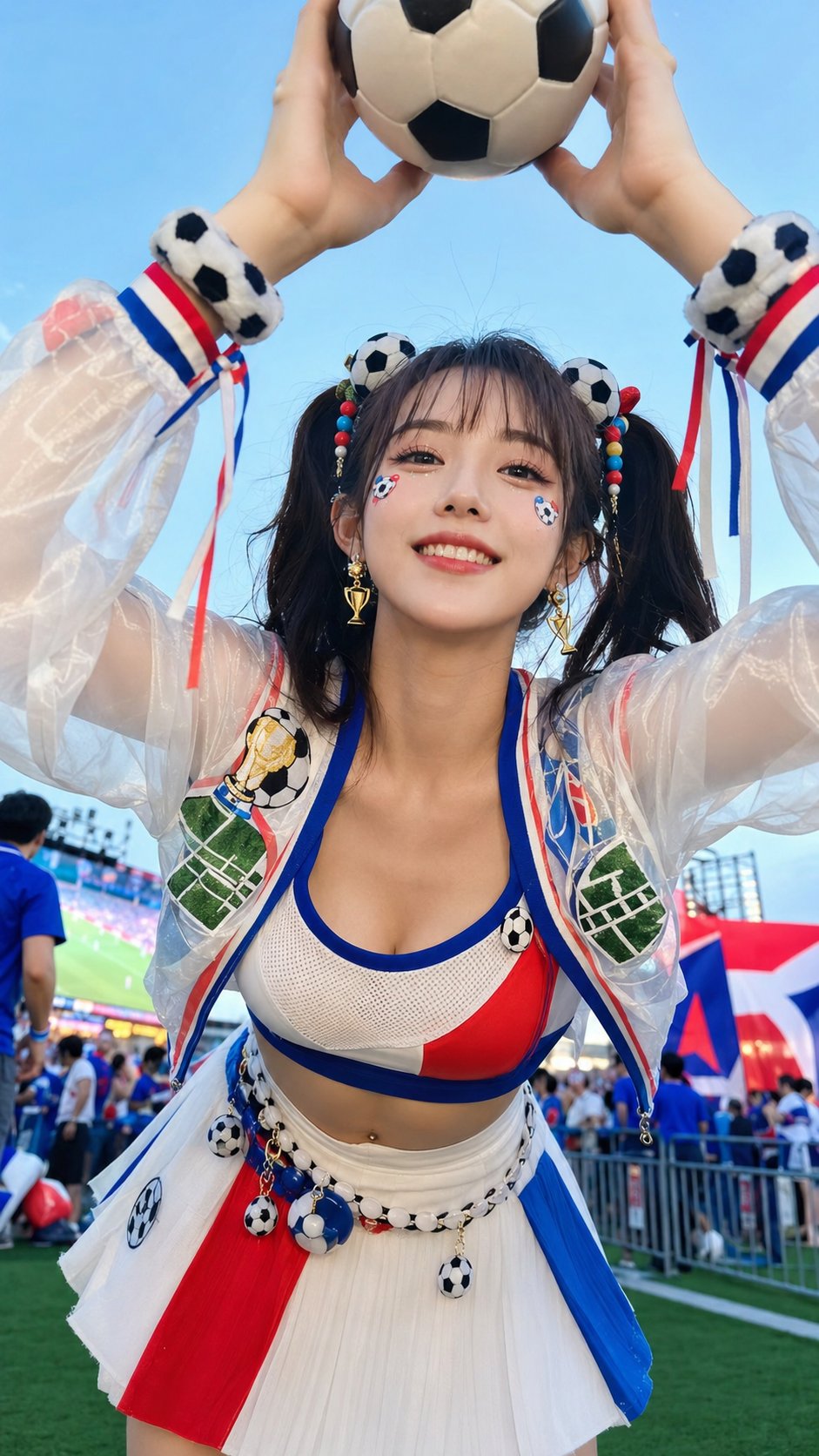 World Cup energetic football babe real photography portrait