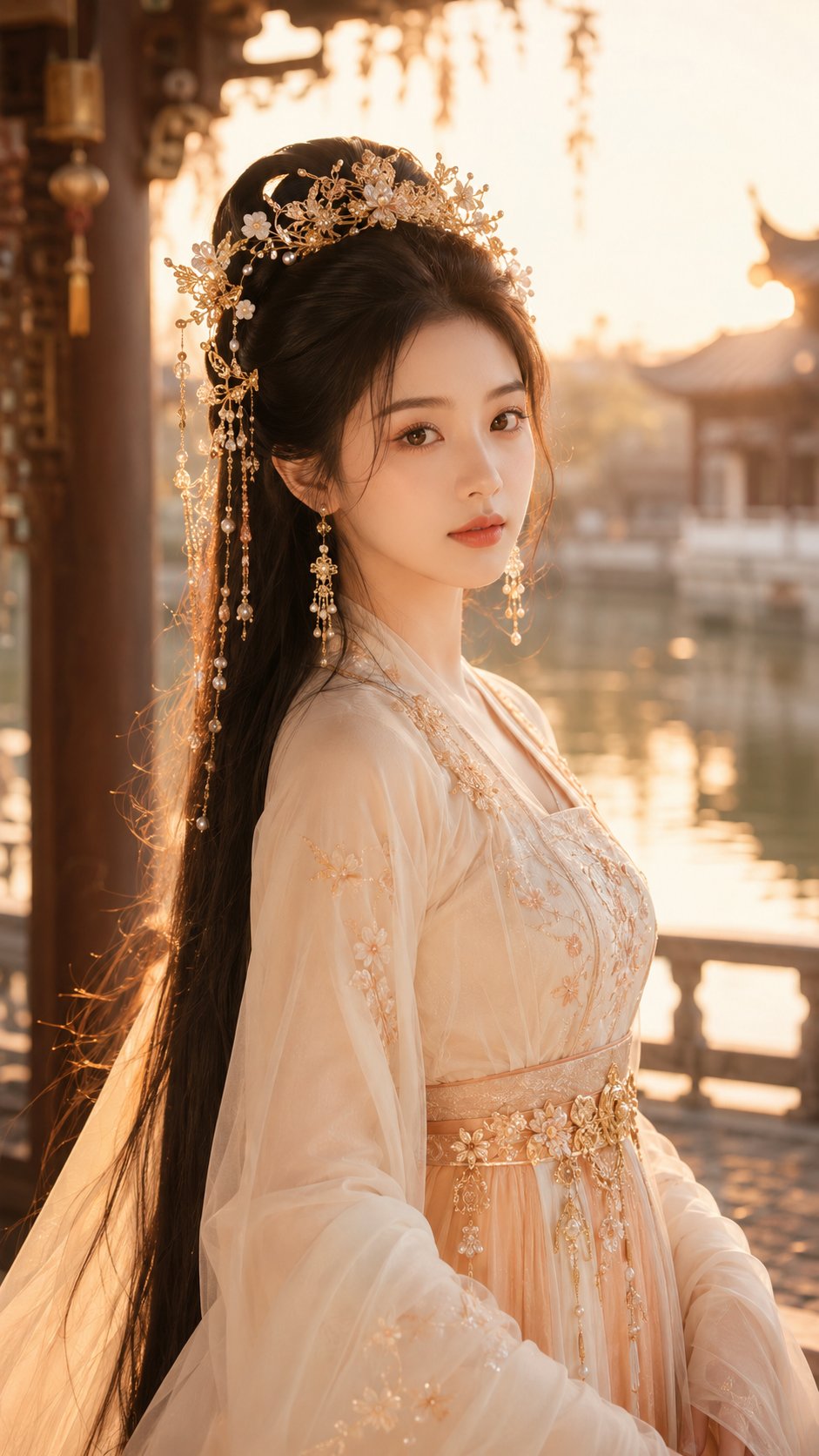 Waterside Pavilion Ancient-Style Xianxia Beauty Portrait