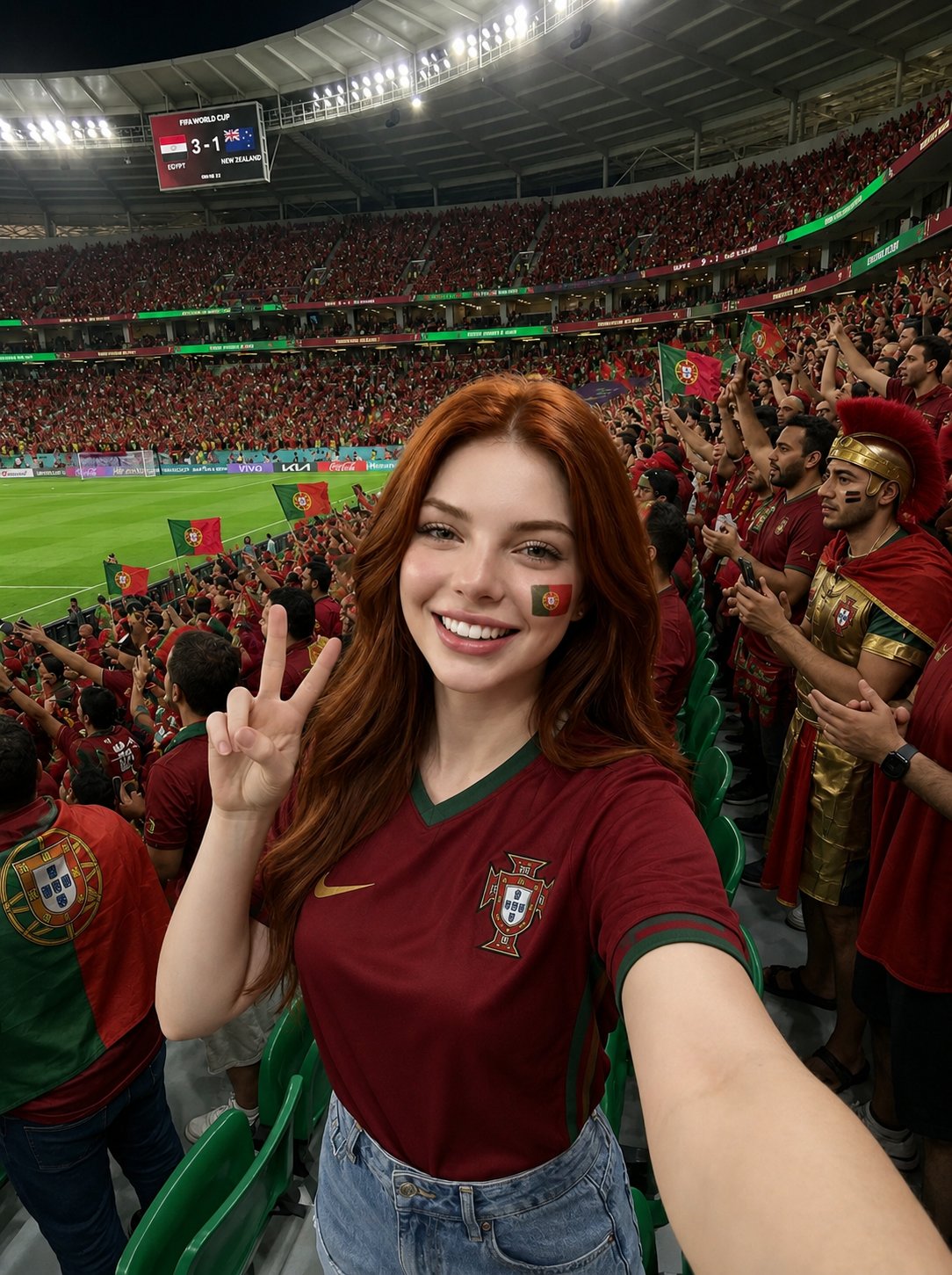 Portuguese National Team Female Fan Stadium Realistic Selfie