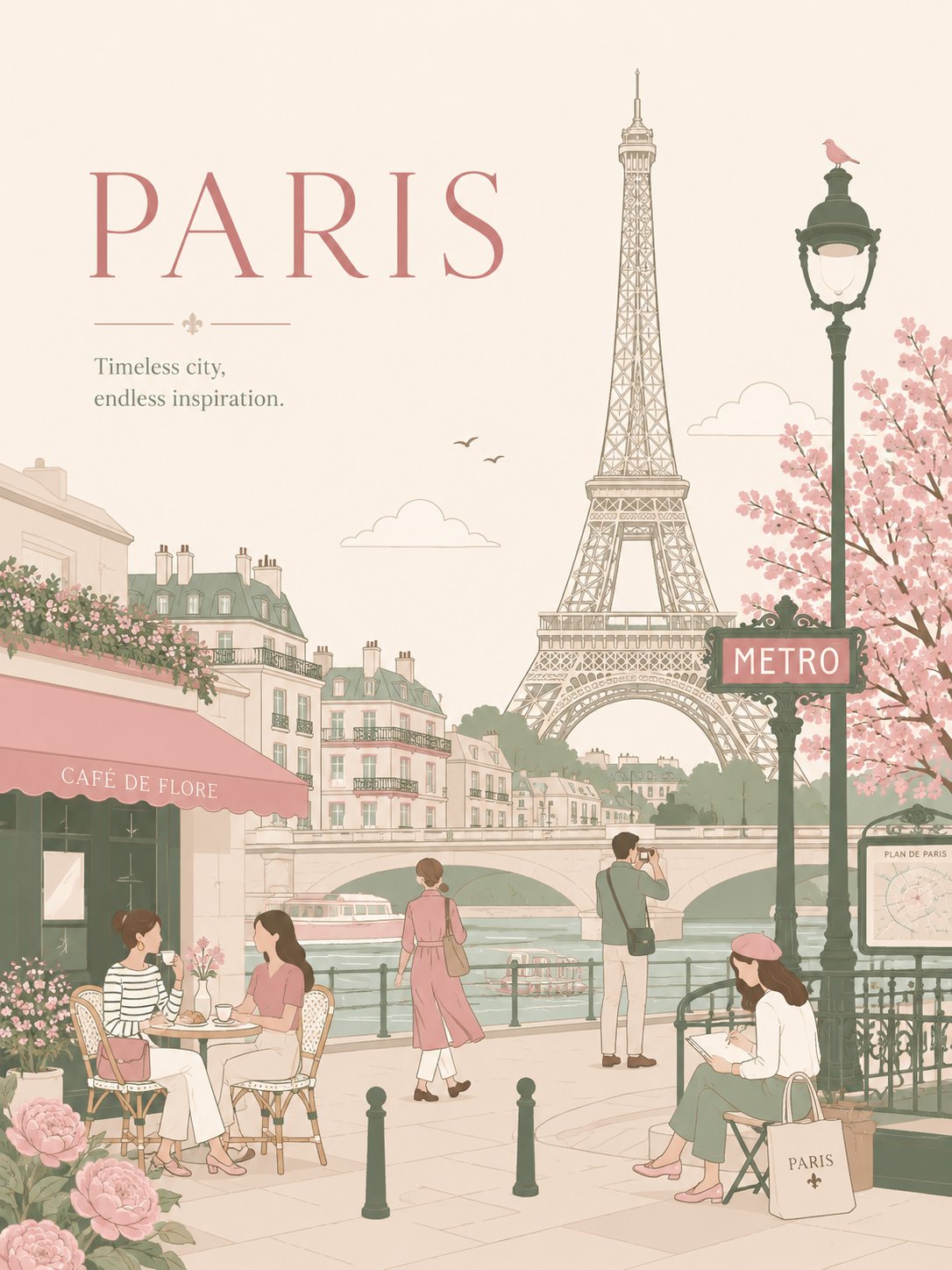 Minimalist Flat Vector City Travel Poster