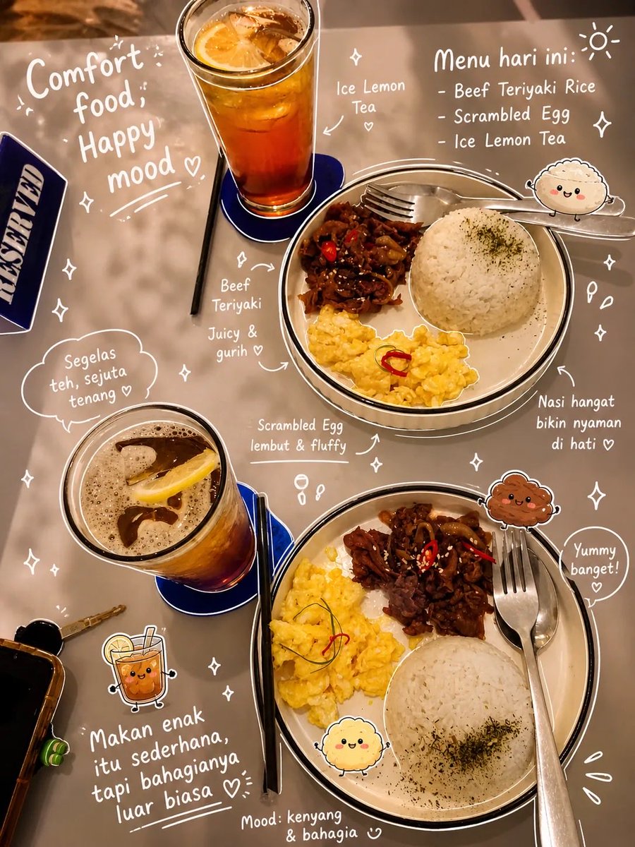 Aesthetic food photography with doodles