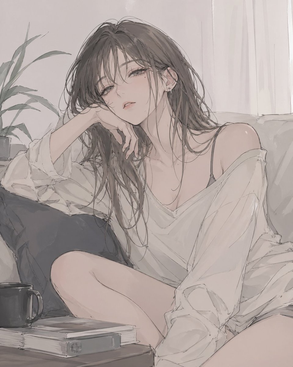 Female anime illustration interior