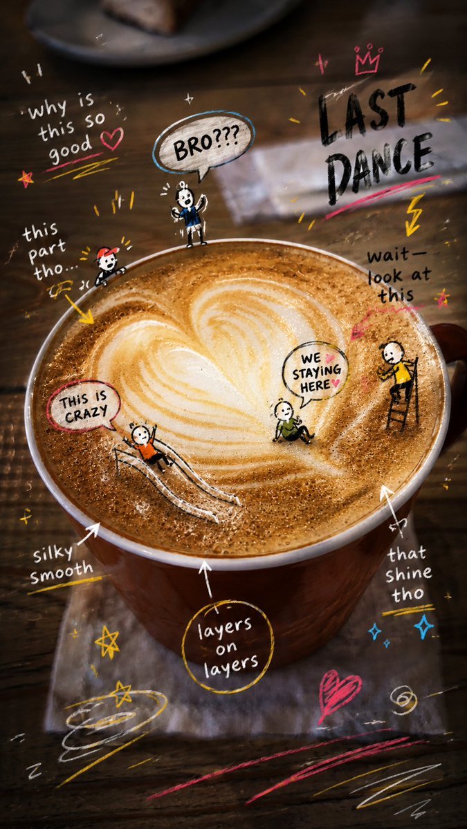 Photo of a latte with emotional doodles