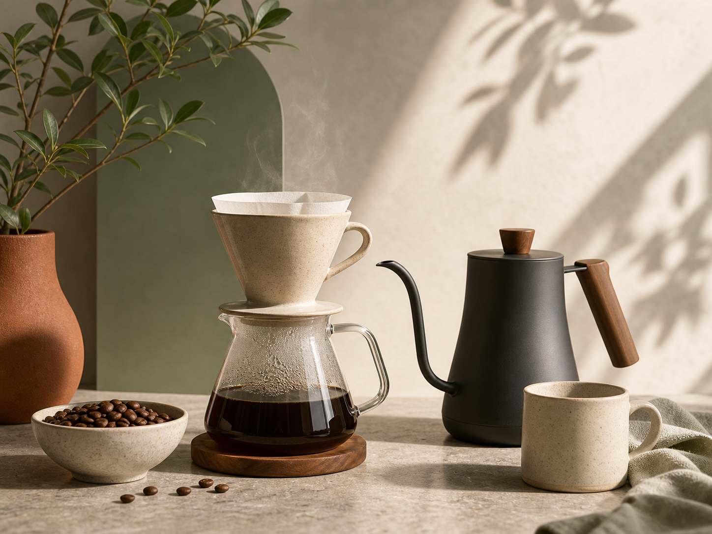 Pour-over coffee set product photography Prompt