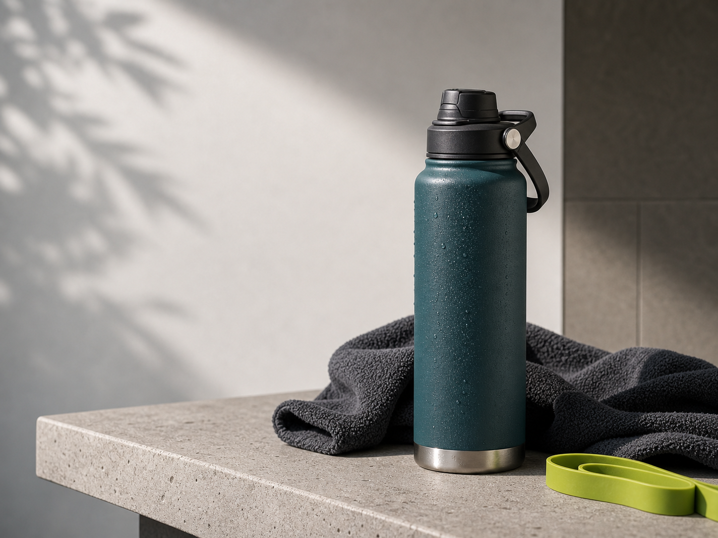 Insulated sports water bottle product photography Prompt