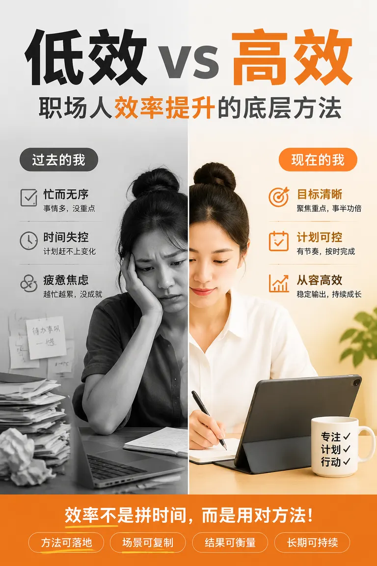 Xiaohongshu Cover Visual Director · Before-and-After Comparison Cover Workplace Efficiency Methodology Cover