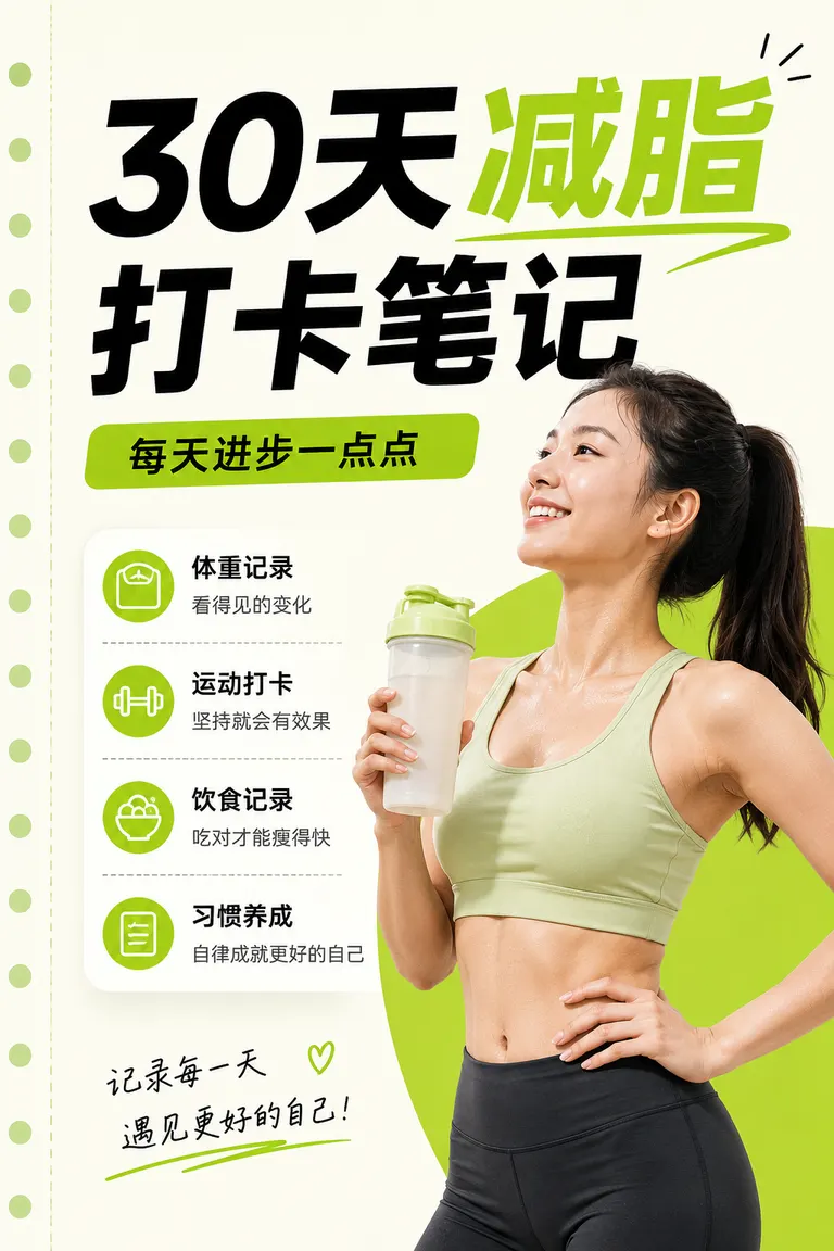 Xiaohongshu Cover Visual Director · Viral Title Cover Fitness Fat Loss Check-in Post Cover