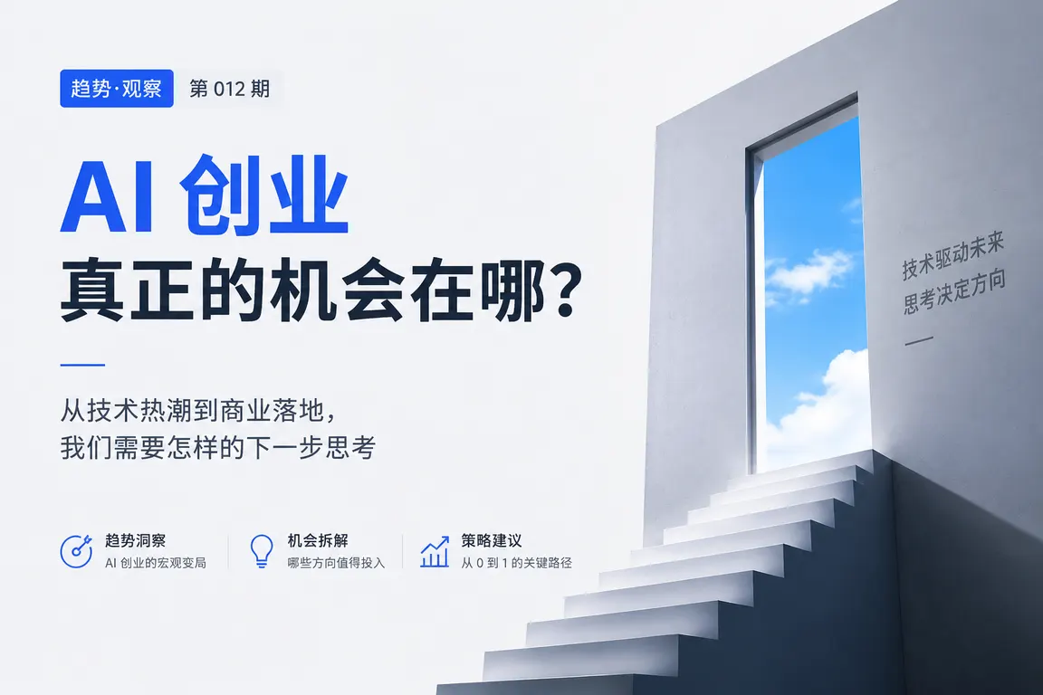 WeChat official account cover visual director · Opinion commentary cover AI startup trend long-form article cover