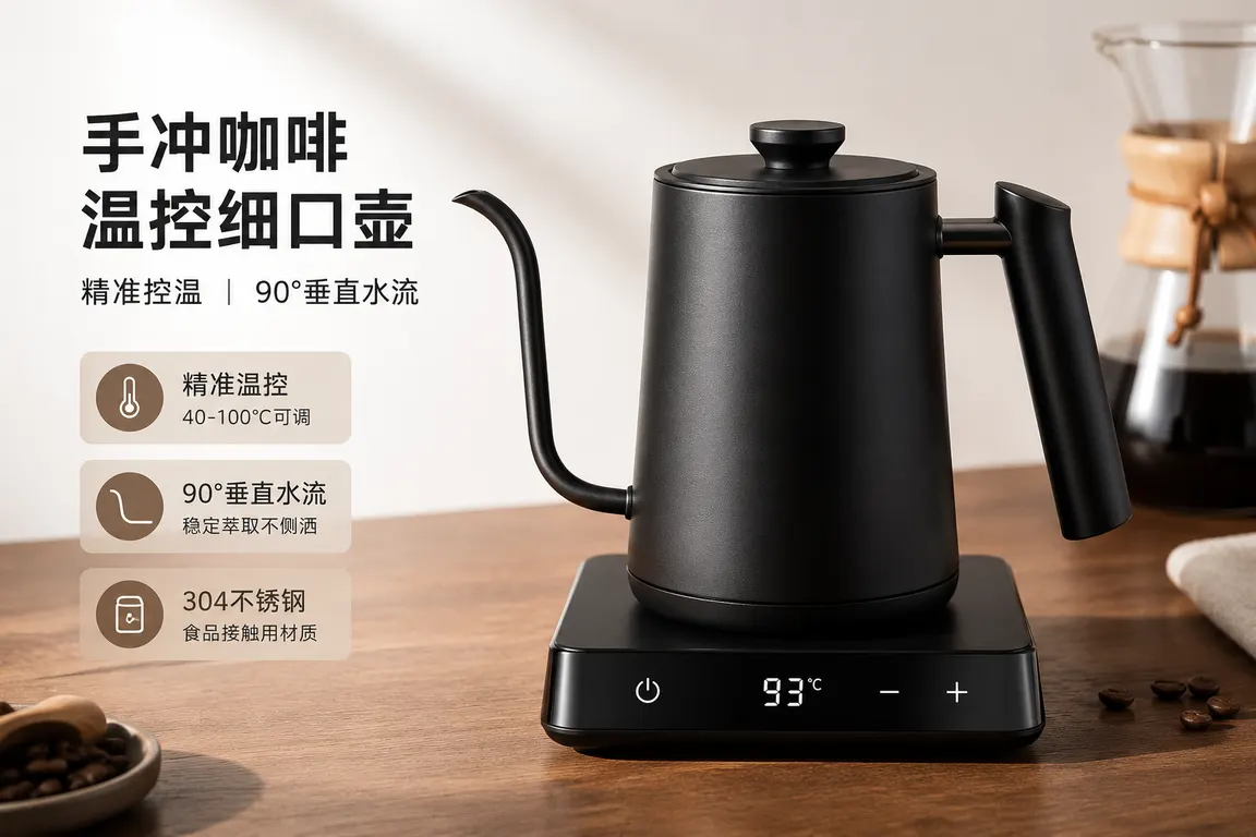 E-commerce Main Image Visual Director · Texture Close-up Main Image — Coffee Equipment Independent Site Hero Image