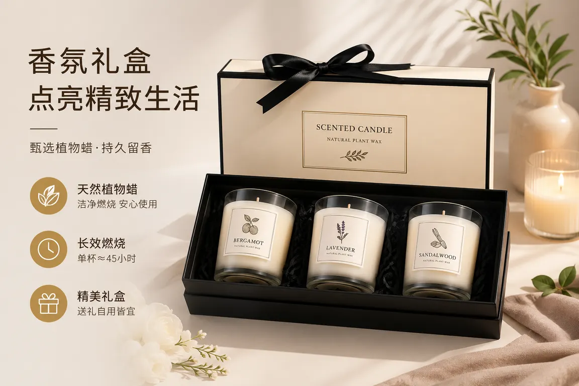 E-commerce Main Image Visual Director · Selling Point Main Image Scented Candle Gift Box Main Image