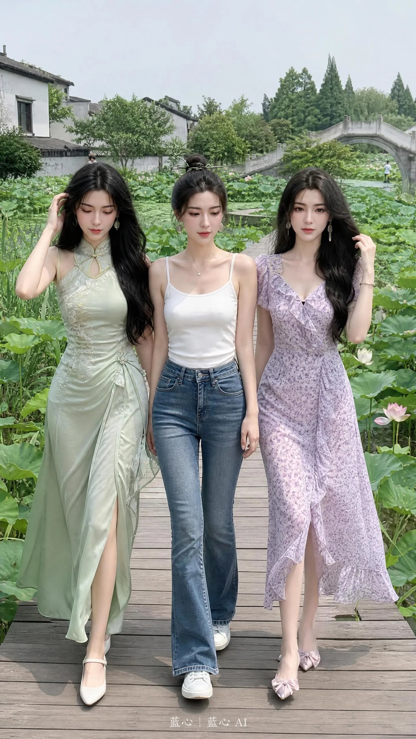 Three adult Asian women