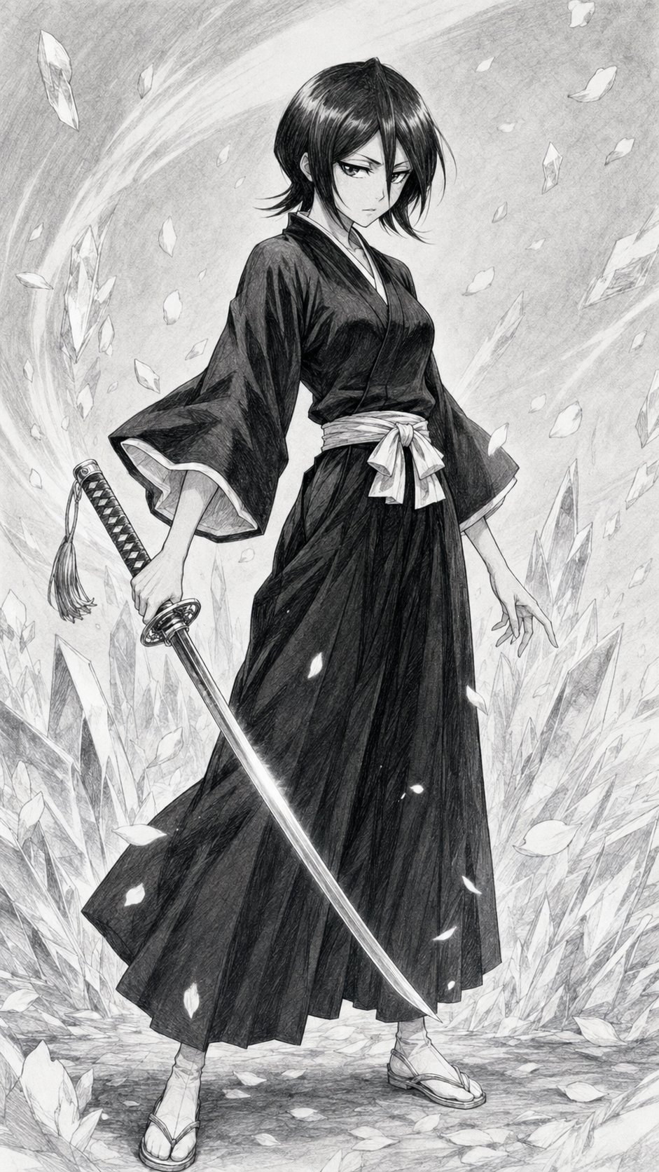 Bleach series - pencil drawing + Akira Toriyama style + fine line art