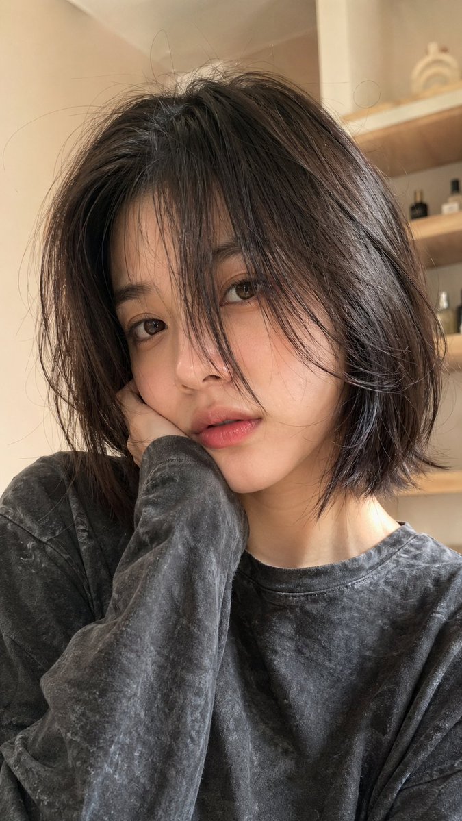 Portrait realistic warm indoor melancholic