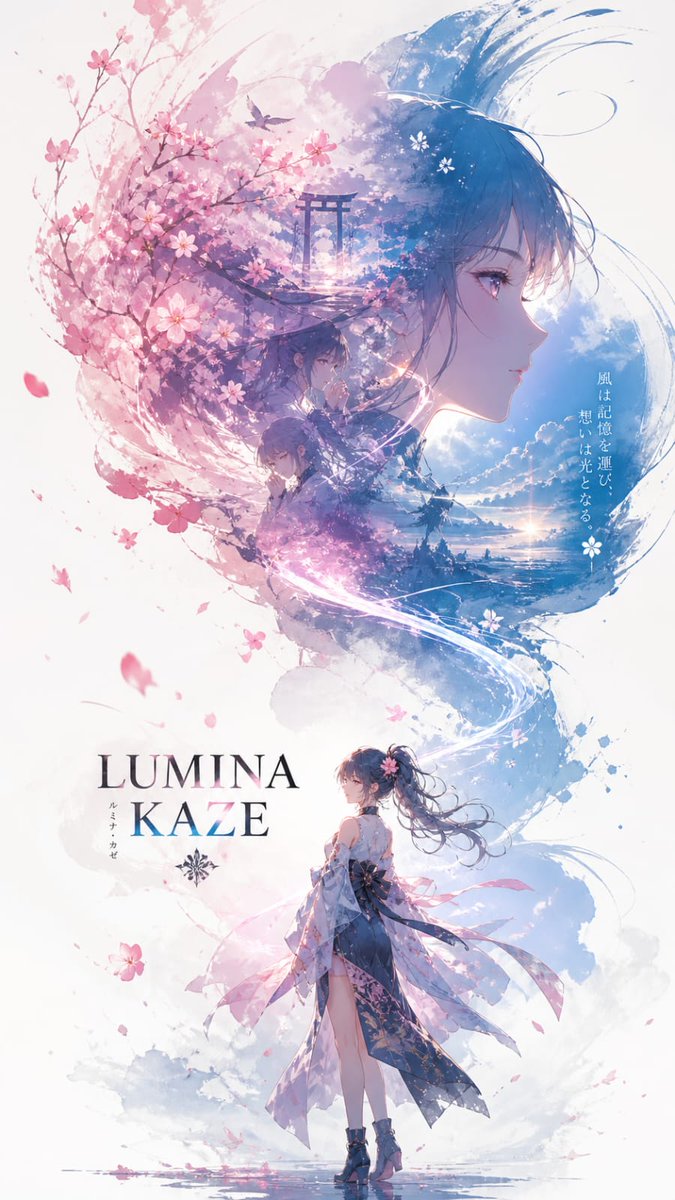 Girl anime poster cherry blossom dreamy elegant