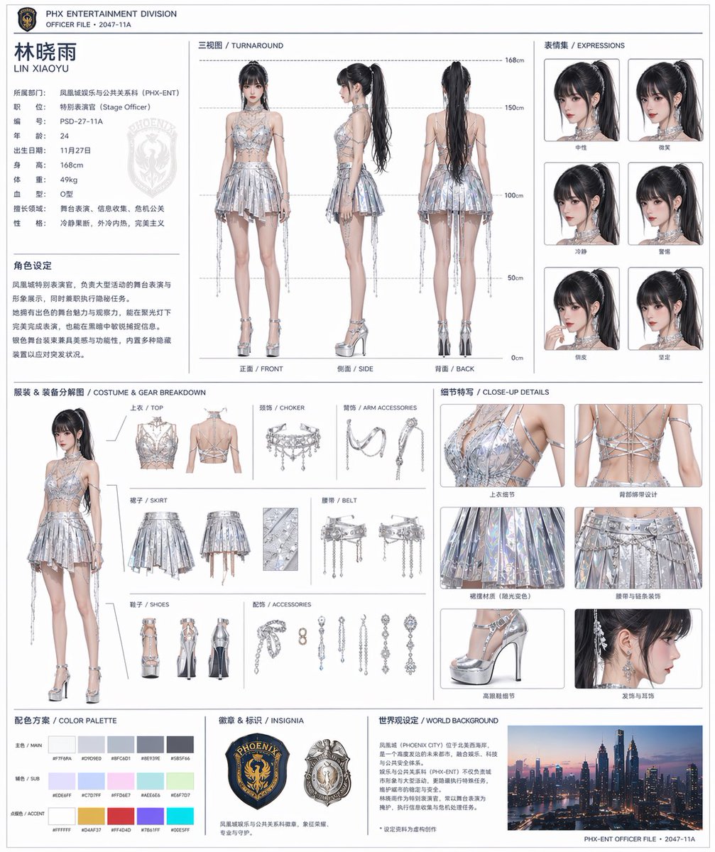 Official-style character design sheet prompt