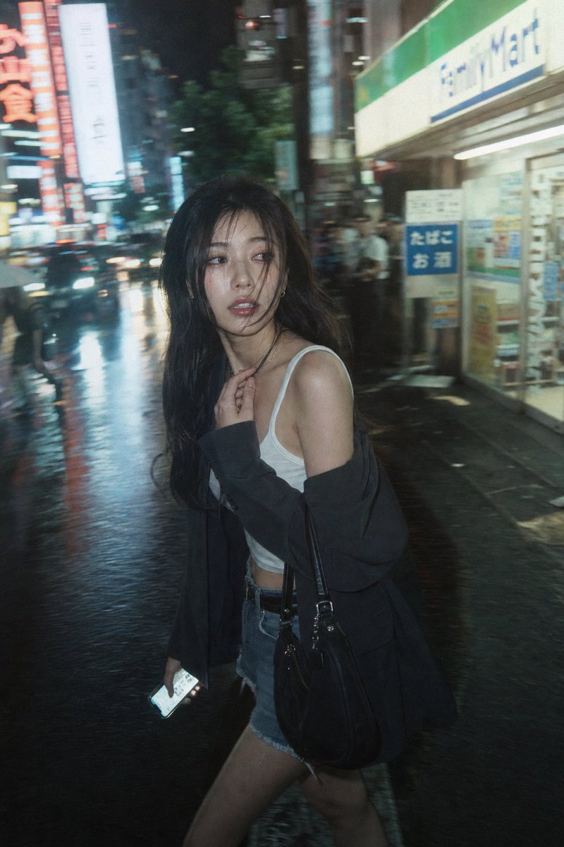 Female cinematic neon city