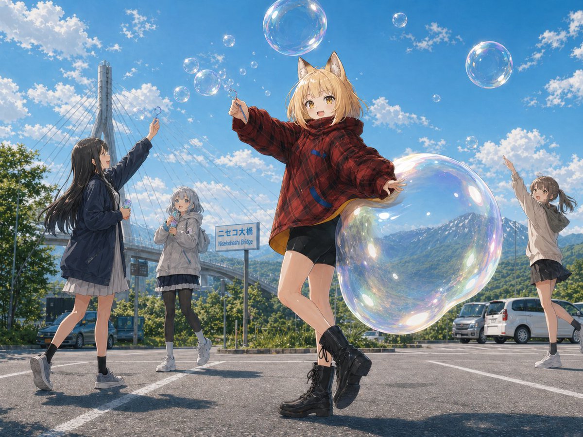 Girl anime illustration mountain snow