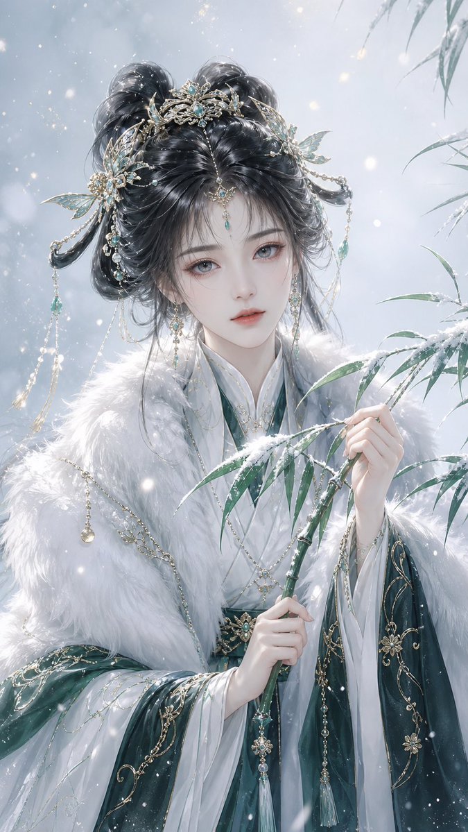 女性插画壁纸雪冷调优雅
