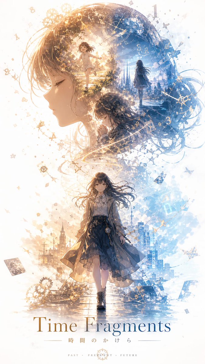 Anime girl poster futuristic retro elegant