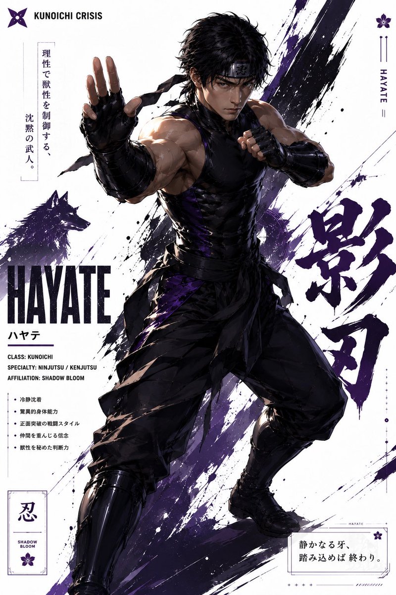 Anime character poster, cool tone